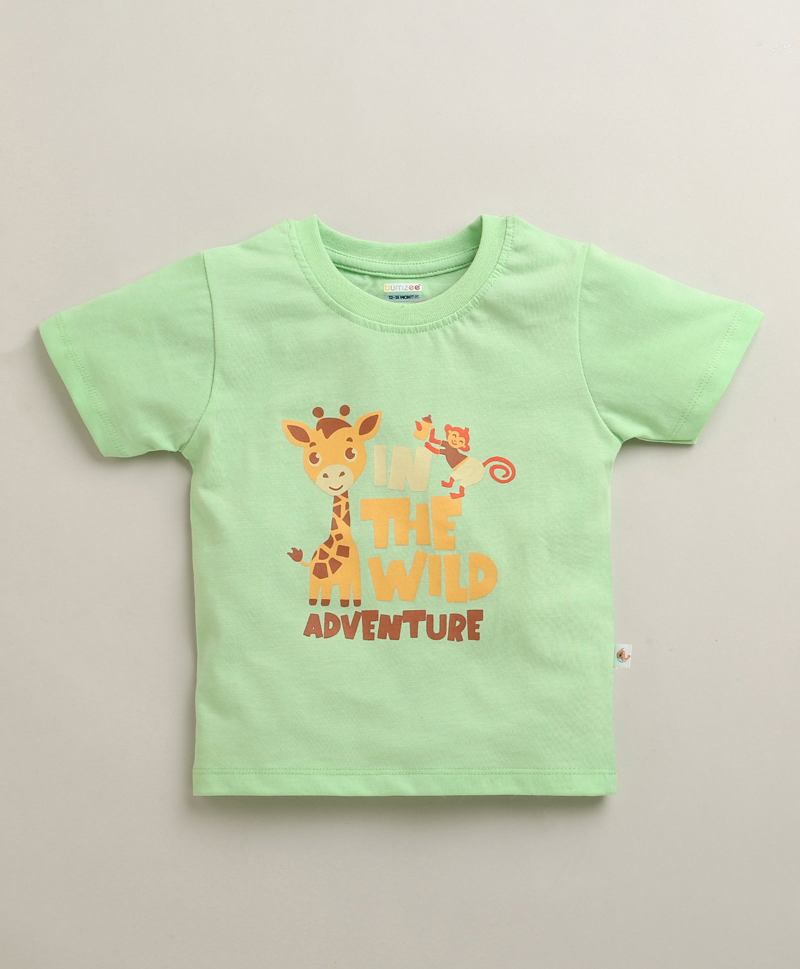 BUMZEE Green & Mint Green Boys Half Sleeves Cotton T-Shirts Pack Of 2