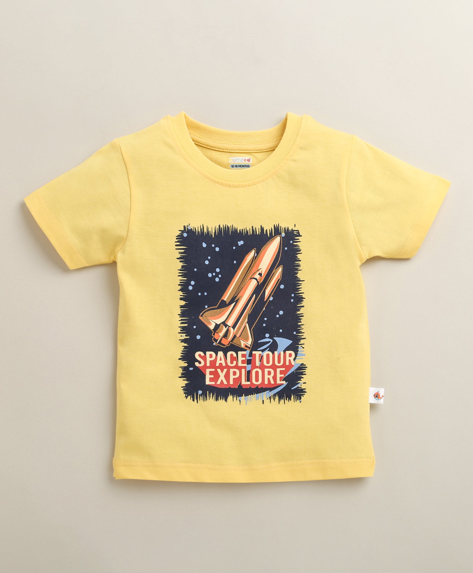 BUMZEE Yellow & Sky Blue Boys Half Sleeves Cotton T-Shirts Pack Of 2