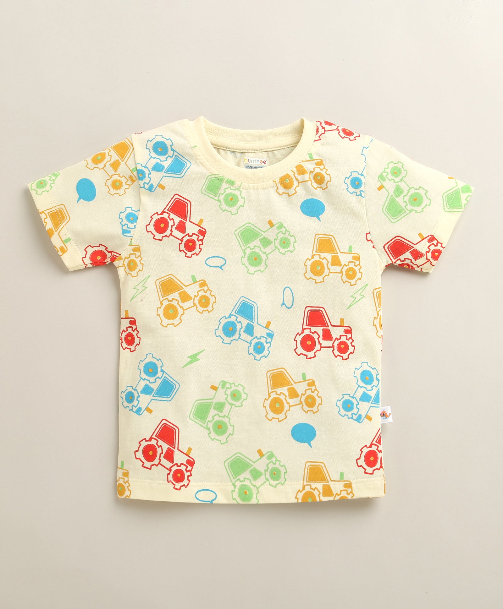 BUMZEE Cream Boys Half Sleeves T-Shirt & Short Set