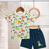 BUMZEE Off White & Teal Boys Half Sleeves T-Shirt & Short Set