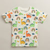 BUMZEE Off White & Teal Boys Half Sleeves T-Shirt & Short Set