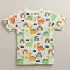 BUMZEE Off White & Teal Boys Half Sleeves T-Shirt & Short Set