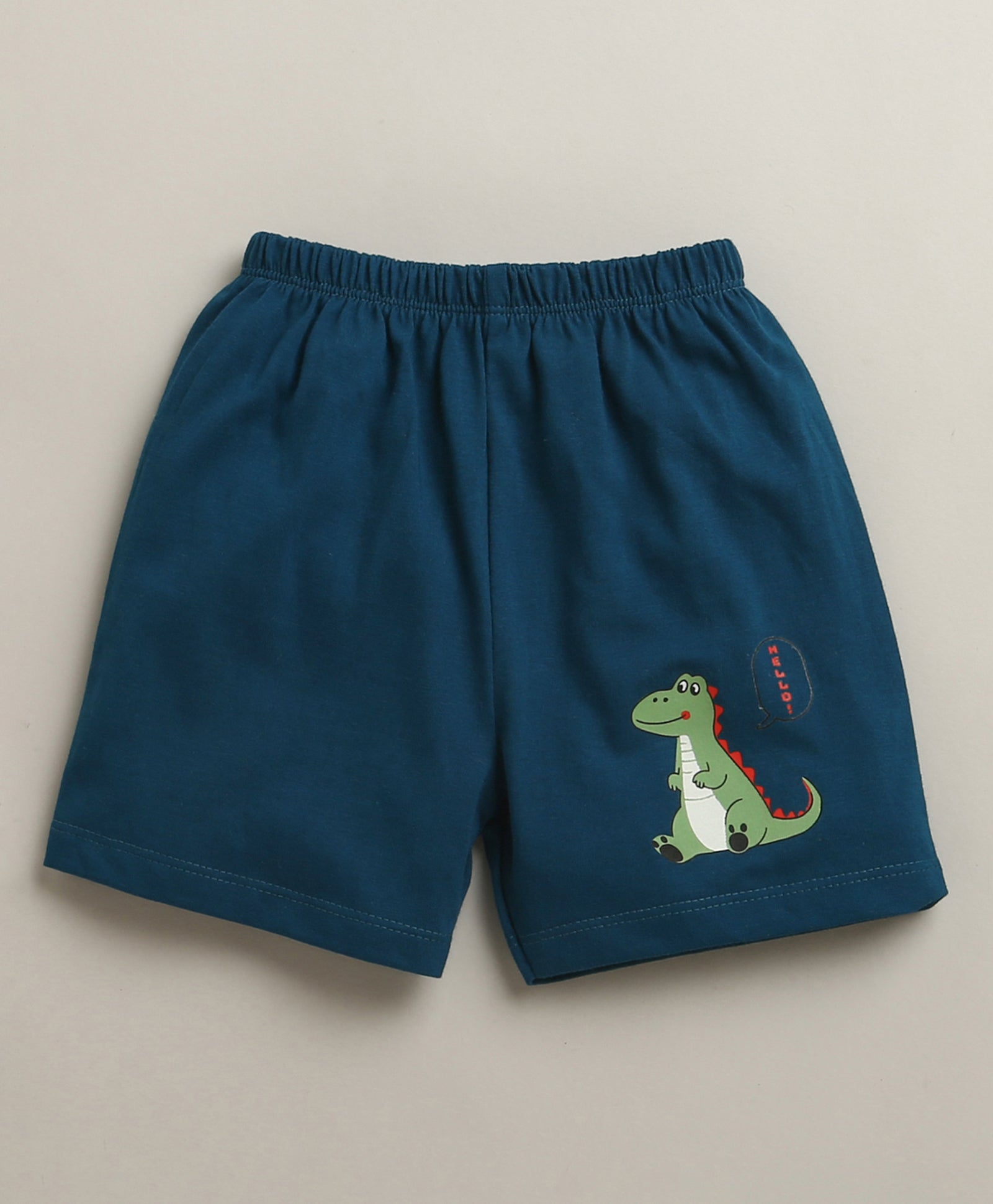 BUMZEE Off White & Teal Boys Half Sleeves T-Shirt & Short Set
