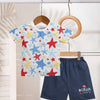 BUMZEE White & Navy Boys Half Sleeves T-Shirt & Short Set