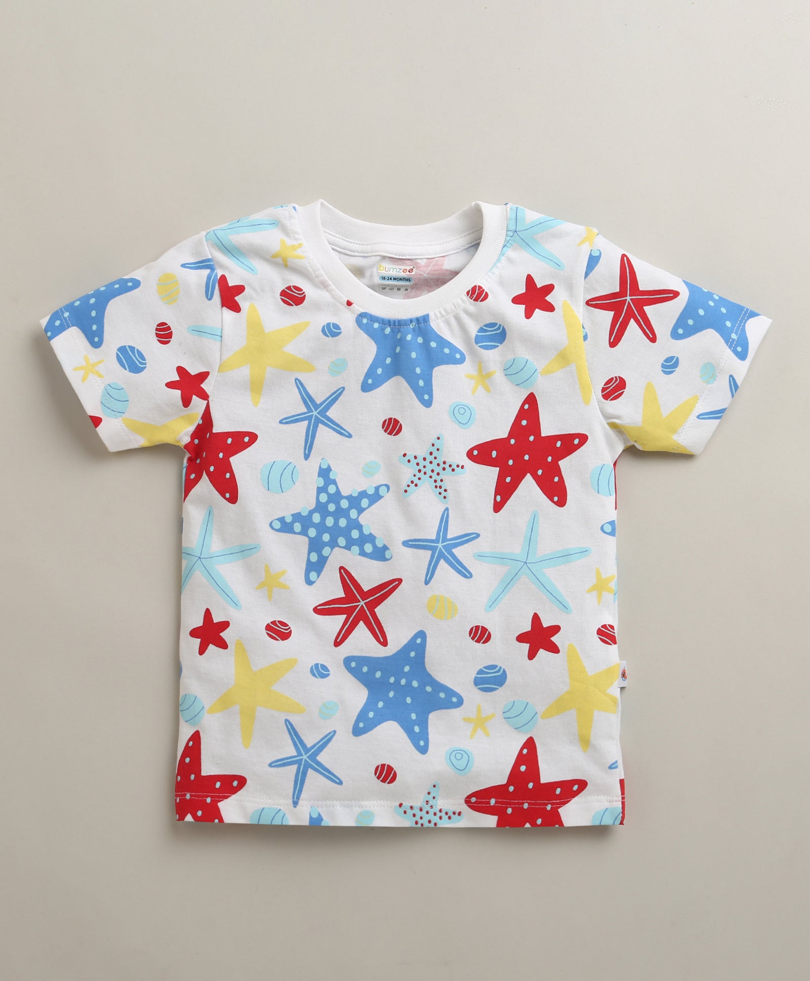 BUMZEE White & Navy Boys Half Sleeves T-Shirt & Short Set