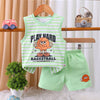 BUMZEE Green & White Boys Sleeveless T-Shirt & Short Set