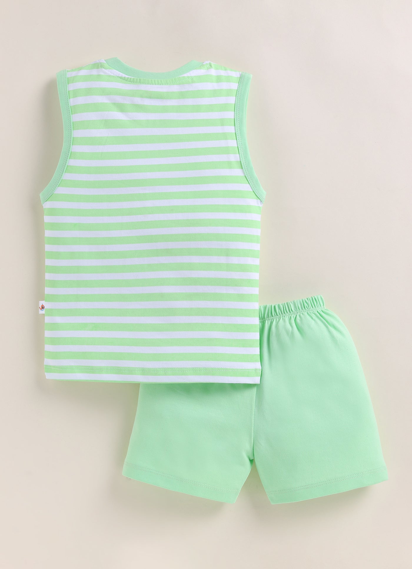 BUMZEE Green & White Boys Sleeveless T-Shirt & Short Set