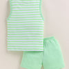 BUMZEE Green & White Boys Sleeveless T-Shirt & Short Set