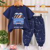 Navy Boys Half Sleeves Cotton T-Shirt & Pyjama Set