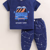 Navy Boys Half Sleeves Cotton T-Shirt & Pyjama Set