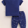 Navy Boys Half Sleeves Cotton T-Shirt & Pyjama Set