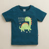 Teal Blue & Cream Boys Half Sleeves Cotton T-Shirt & Pyjama Set