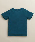 Bumzee Teal Blue & Cream Animal Print T-Shirt & Pyjama Set, Half Sleeves