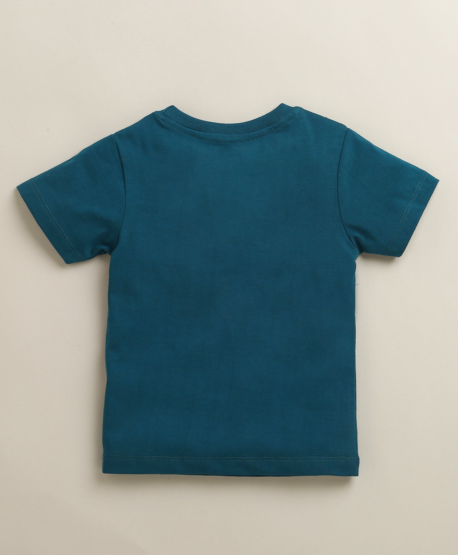 Teal Blue & Cream Boys Half Sleeves Cotton T-Shirt & Pyjama Set