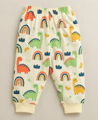Bumzee Teal Blue & Cream Animal Print T-Shirt & Pyjama Set, Half Sleeves