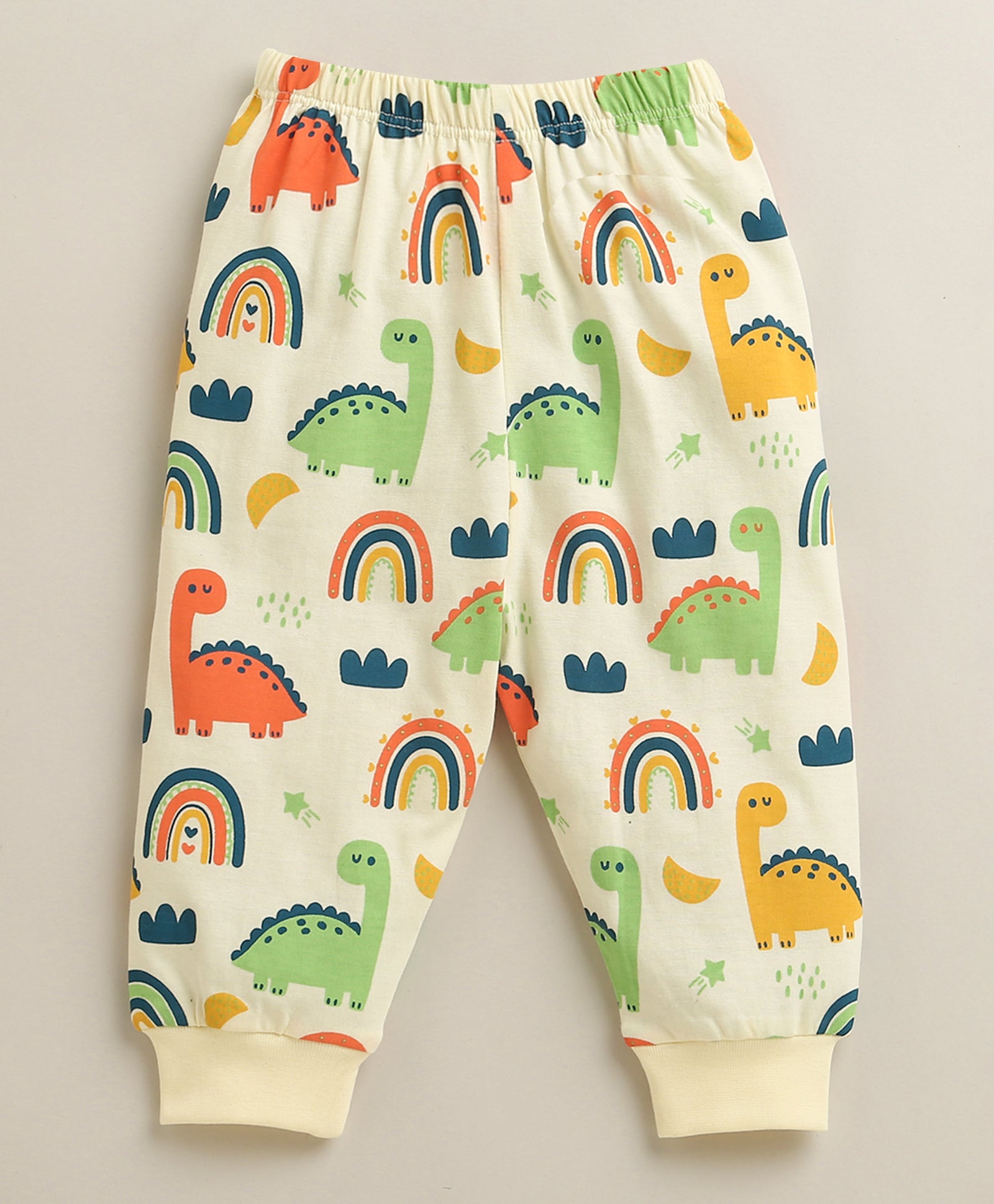 Teal Blue & Cream Boys Half Sleeves Cotton T-Shirt & Pyjama Set