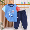 Blue Boys Half Sleeves Cotton T-Shirt & Pyjama Set