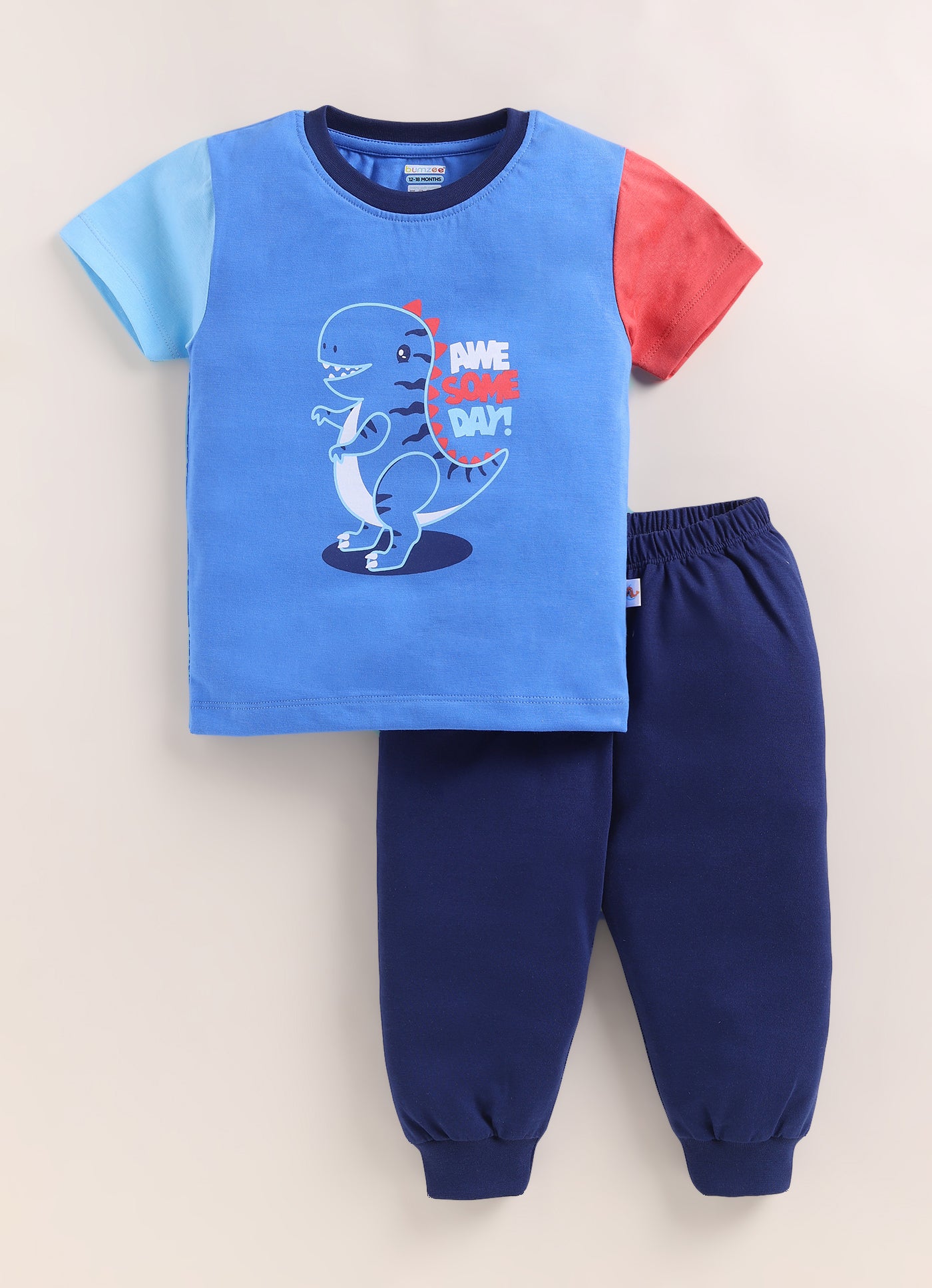Blue Boys Half Sleeves Cotton T-Shirt & Pyjama Set