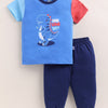 Blue Boys Half Sleeves Cotton T-Shirt & Pyjama Set