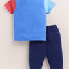 Blue Boys Half Sleeves Cotton T-Shirt & Pyjama Set