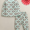 Mint Green Boys Full Sleeves Cotton T-Shirt & Pyjama Set