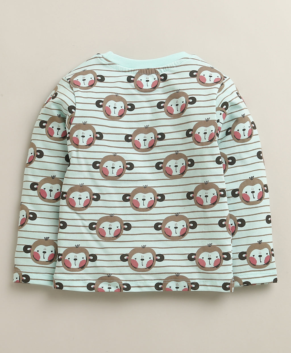 Bumzee Mint Green Animal Print T-Shirt & Pyjama Set, Full Sleeves, 100% Cotton