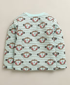 Bumzee Mint Green Animal Print T-Shirt & Pyjama Set, Full Sleeves, 100% Cotton