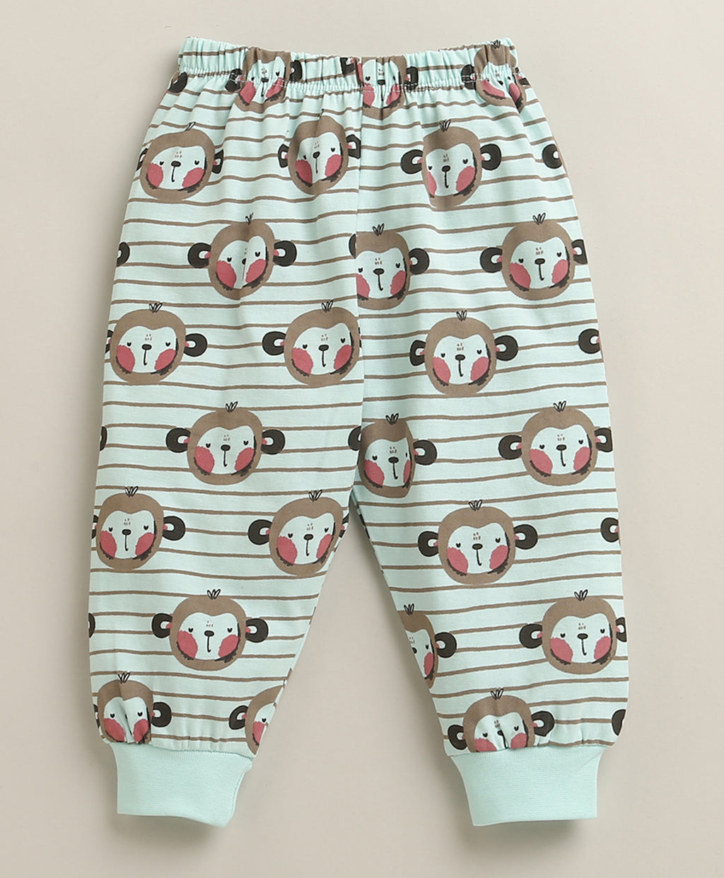 Bumzee Mint Green Animal Print T-Shirt & Pyjama Set, Full Sleeves, 100% Cotton
