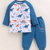 Navy & White Boys Full Sleeves Cotton T-Shirt & Pyjama Set