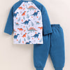 Navy & White Boys Full Sleeves Cotton T-Shirt & Pyjama Set