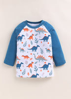 Bumzee Navy & White Animal Print T-Shirt & Pyjama Set, Full Sleeves, 100% Cotton
