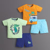 BUMZEE Orange & Green Boys Half Sleeves T-Shirt & Short Set Pack of 2
