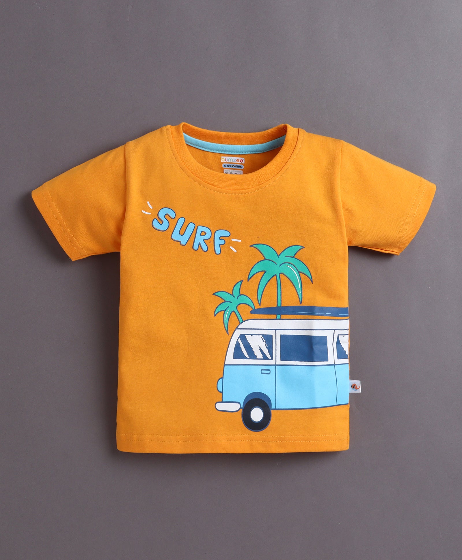 BUMZEE Orange & Green Boys Half Sleeves T-Shirt & Short Set Pack of 2