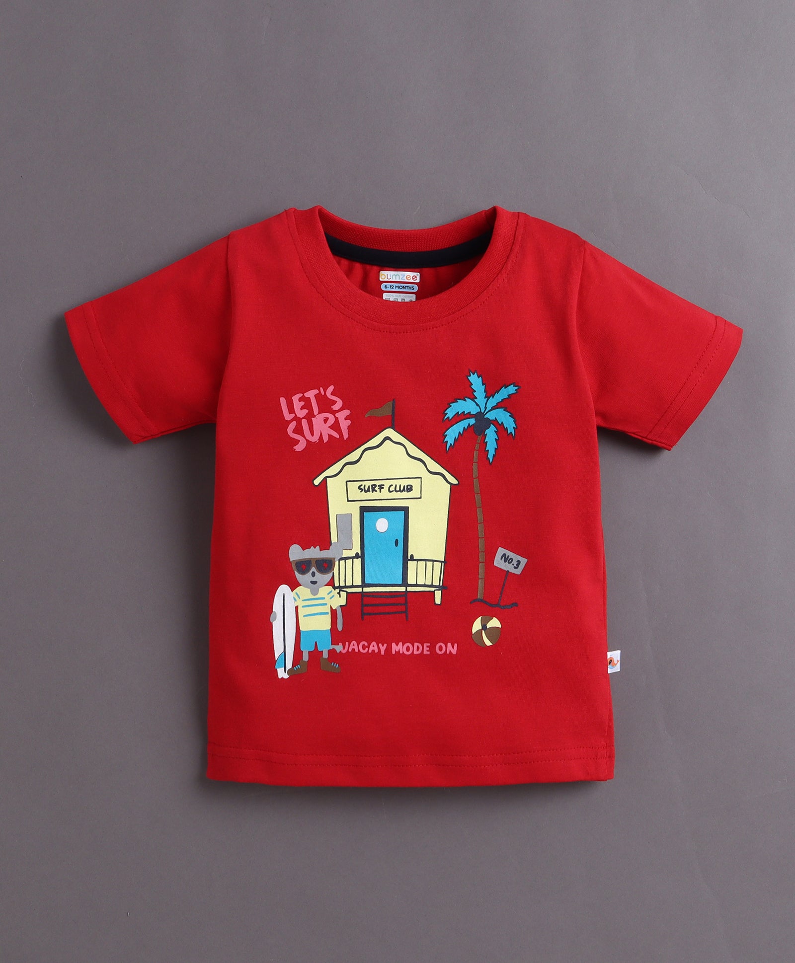 BUMZEE Red & Cream Boys Half Sleeves T-Shirt & Short Set Pack of 2