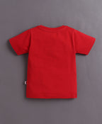 Bumzee Red & Cream Animal Print T-Shirt & Short Set, Pack of 2, Half Sleeves