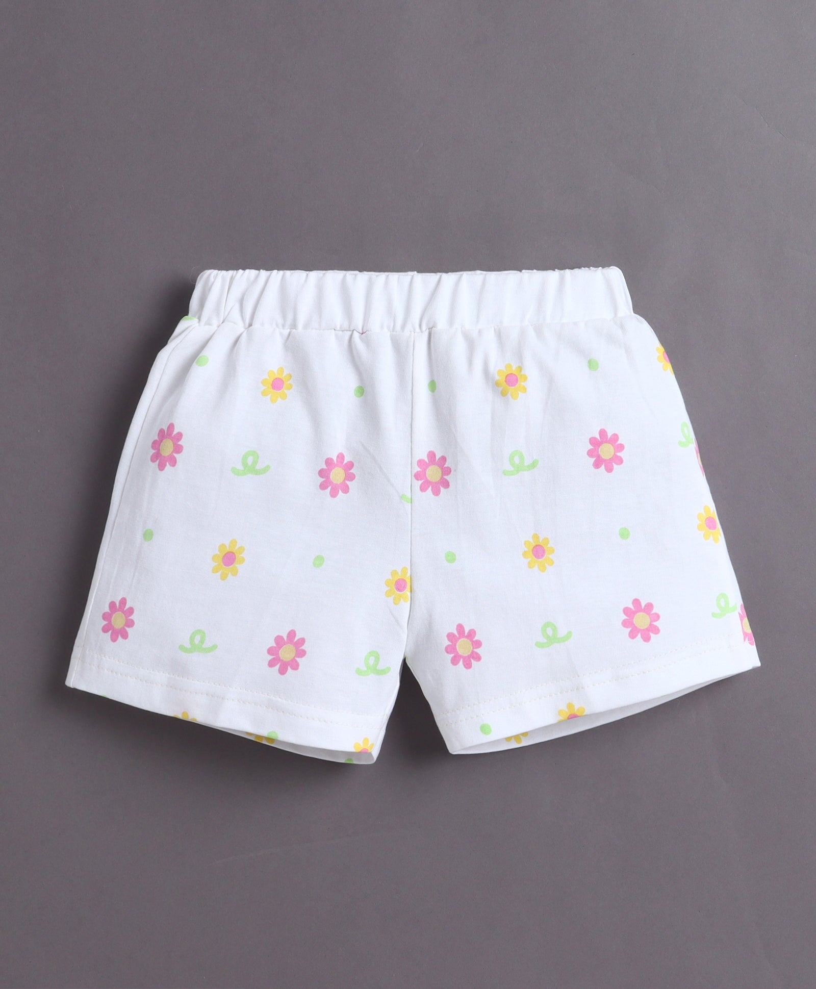 BUMZEE Green & Dusty Pink Girls Half Sleeves T-Shirt & Short Set Pack of 2