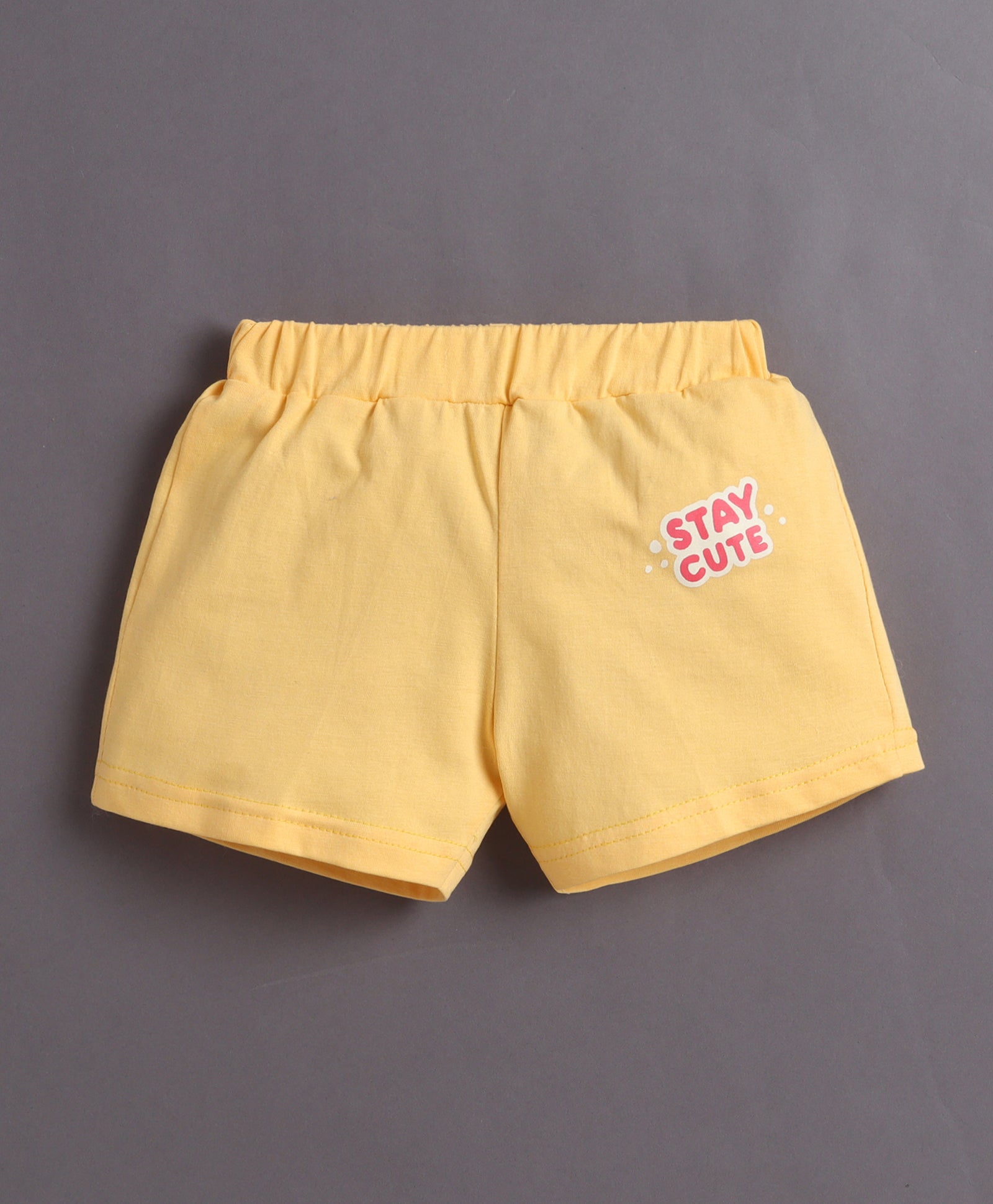 BUMZEE Pink & Beige Girls Half Sleeves T-Shirt & Short Set Pack of 2