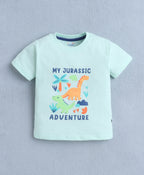 Bumzee Mint & Navy Animal Print T-Shirt & Short Set, Half Sleeves, 100% Cotton