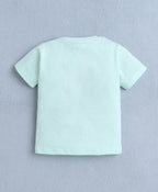 Bumzee Mint & Navy Animal Print T-Shirt & Short Set, Half Sleeves, 100% Cotton