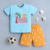 BUMZEE Blue & Orange Boys Half Sleeves T-Shirt & Short Set