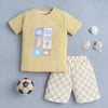 BUMZEE Yellow & White Boys Half Sleeves T-Shirt & Short Set