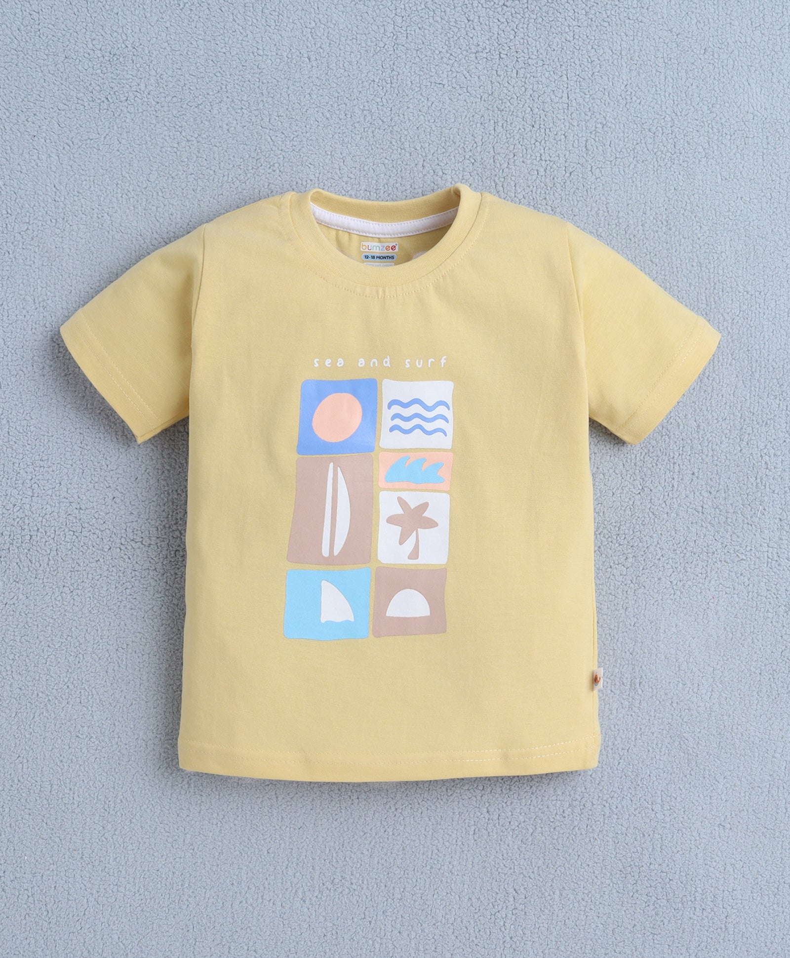 BUMZEE Yellow & White Boys Half Sleeves T-Shirt & Short Set