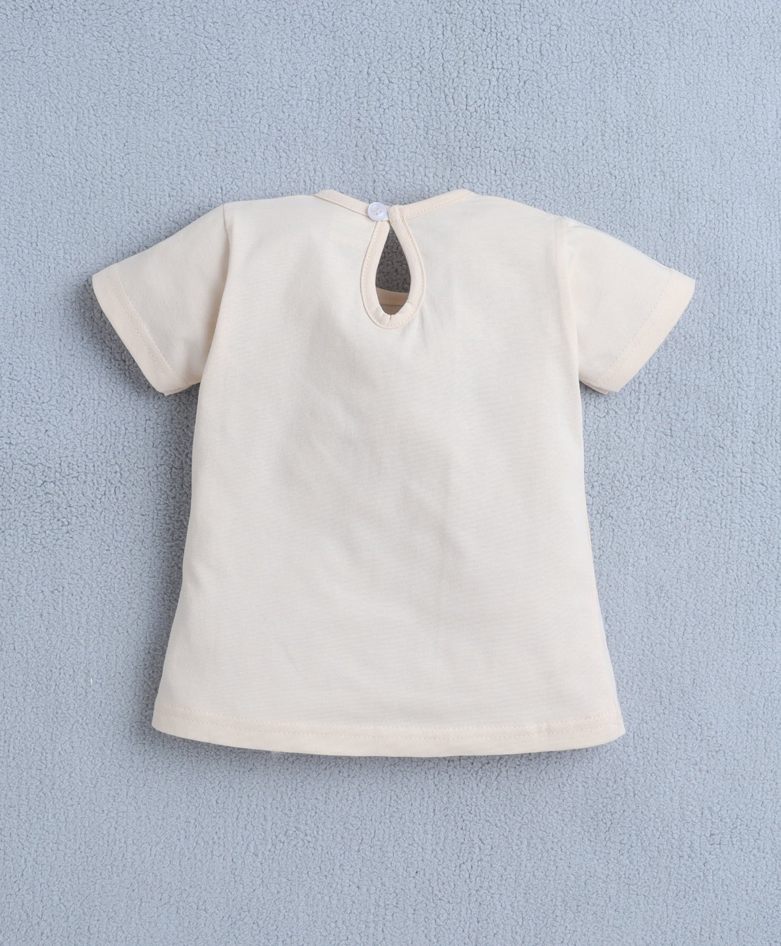 Beige & Pink Girls Half Sleeves T-Shirt & Short Set