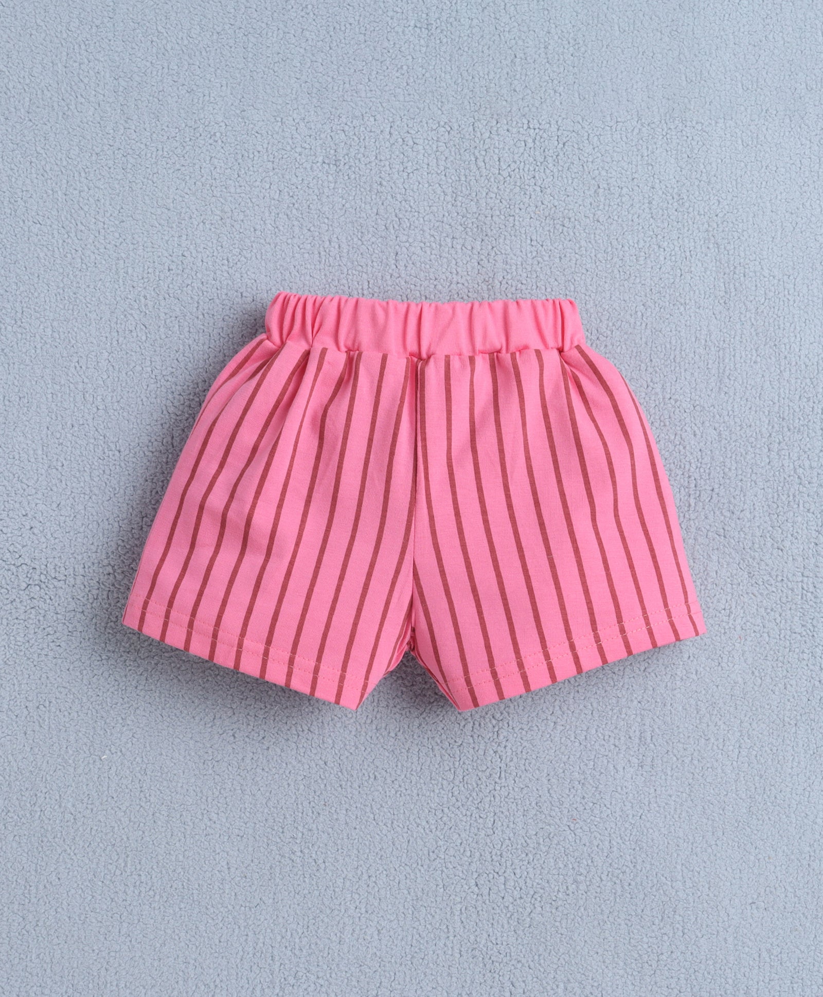 Beige & Pink Girls Half Sleeves T-Shirt & Short Set