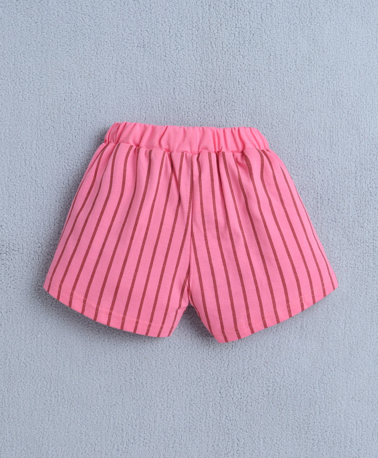 Beige & Pink Girls Half Sleeves T-Shirt & Short Set