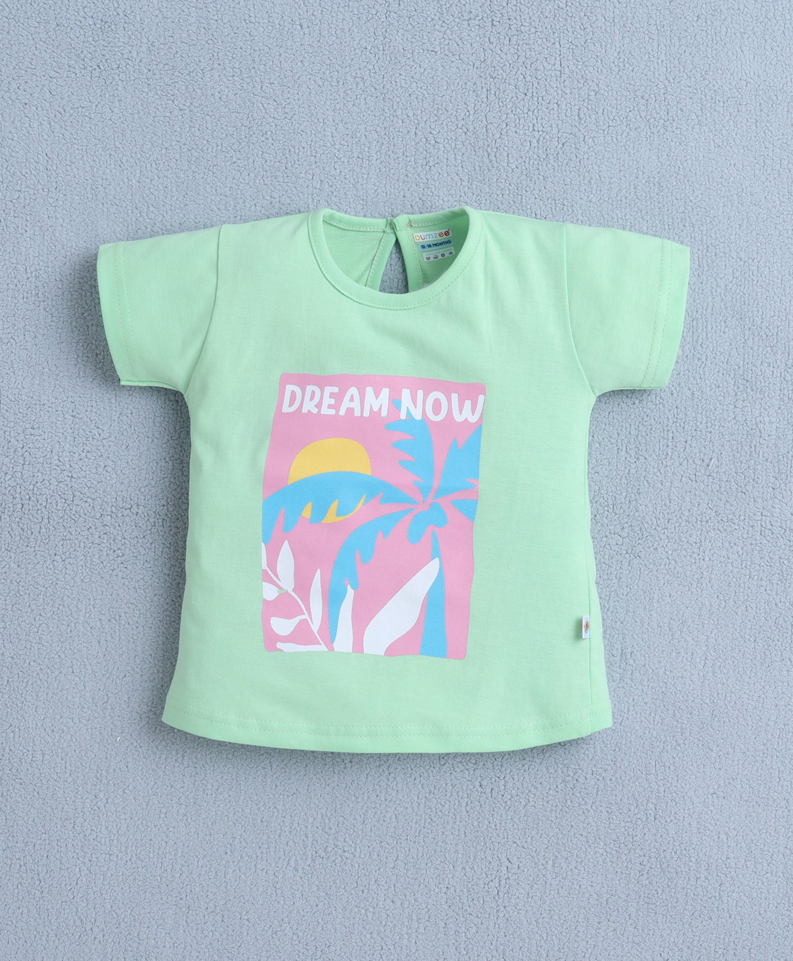 BUMZEE Green & Pink Girls Half Sleeves T-Shirt & Short Set