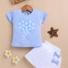 BUMZEE Sky Blue & White Girls Half Sleeves T-Shirt & Skirt Set