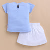 BUMZEE Sky Blue & White Girls Half Sleeves T-Shirt & Skirt Set