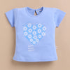 BUMZEE Sky Blue & White Girls Half Sleeves T-Shirt & Skirt Set
