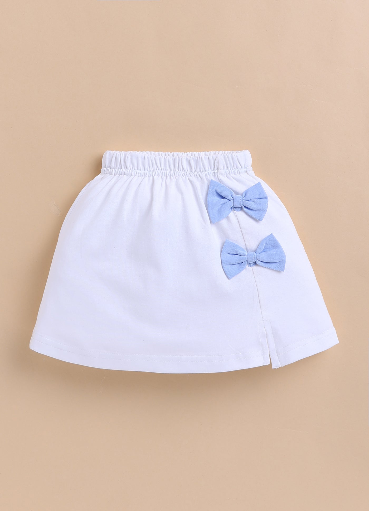 BUMZEE Sky Blue & White Girls Half Sleeves T-Shirt & Skirt Set